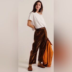 We the free/brown/gold velvet barrel pants